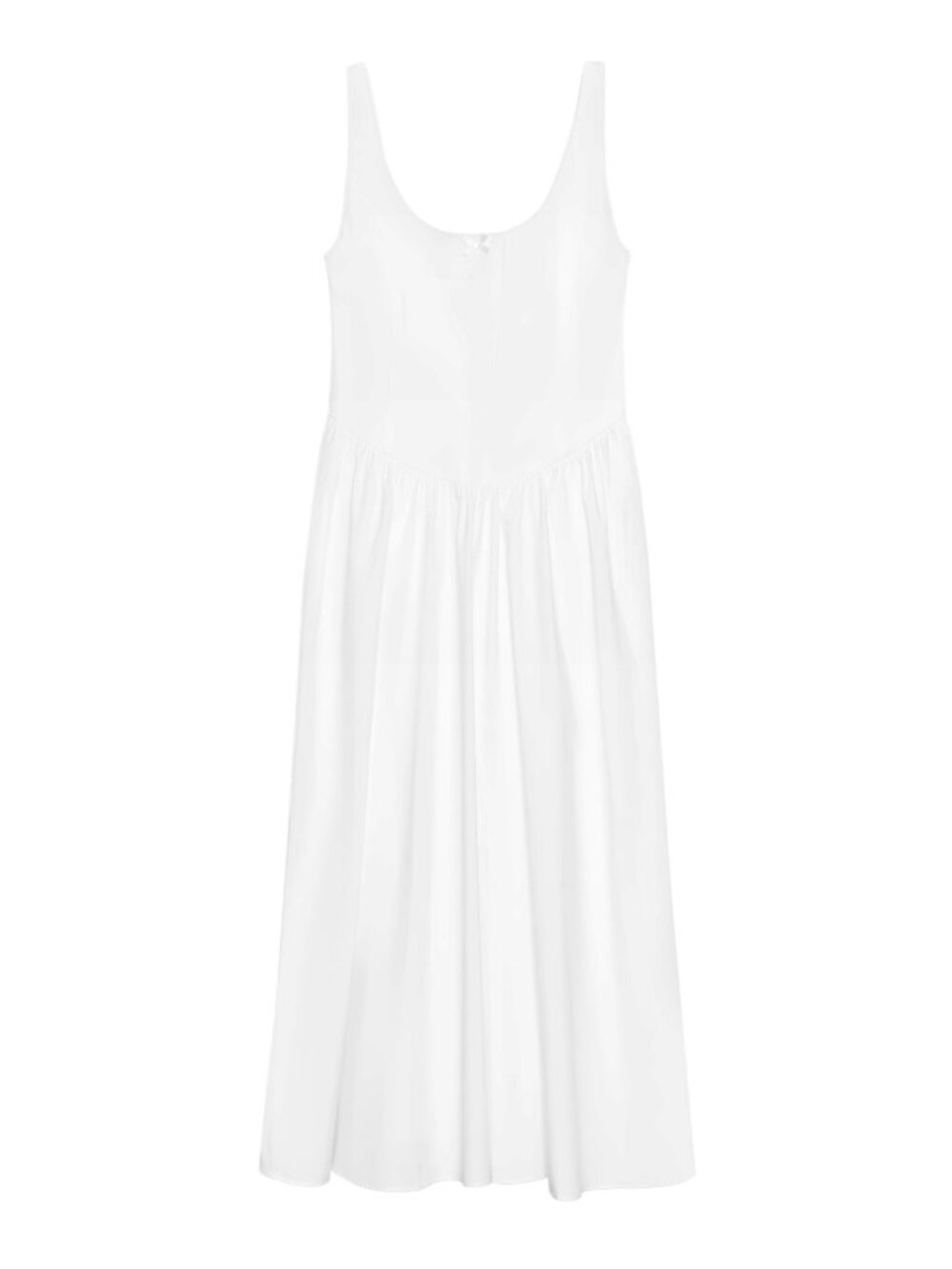 Zara Corset Style Midi Poplin Dress, White, Large